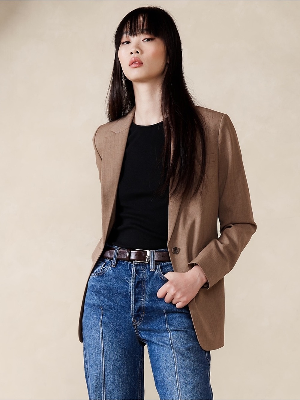 Banana Republic - Siena Slim Italian Wool Blazer - Heather Camel